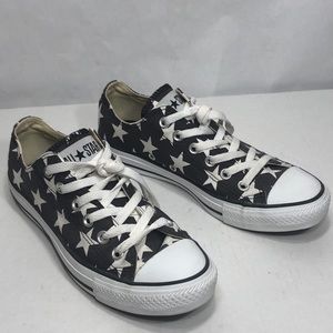 Converse All Star Black with White Stars Size 8